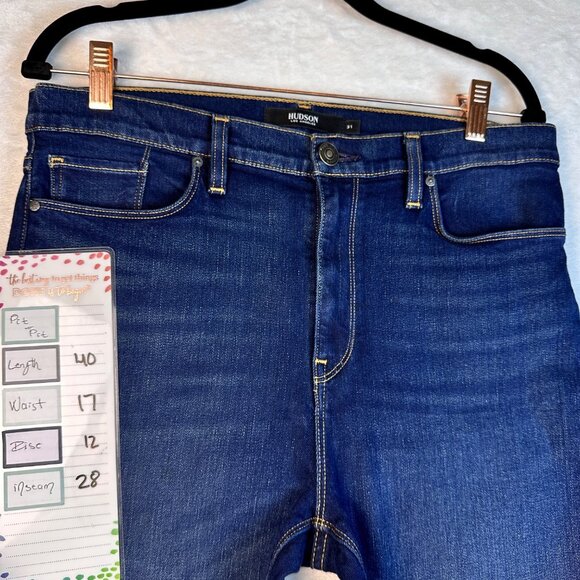 Hudson Barbara Super Skinny Jeans Dark Wash High Rise Stretch Denim Sz 31 - Picture 8 of 9
